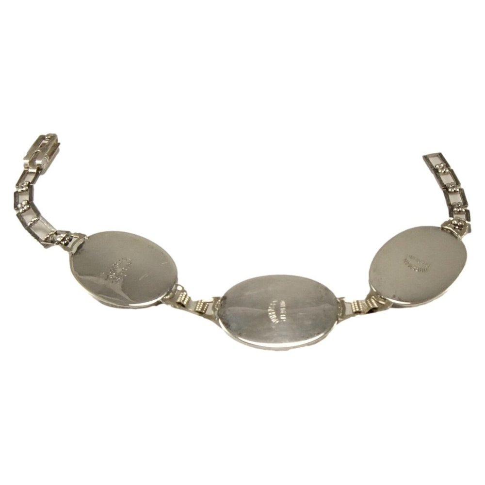 Sterling bracelet with painted butterfly wing background art deco 20's - 7 1/4" - Picture 3 of 4